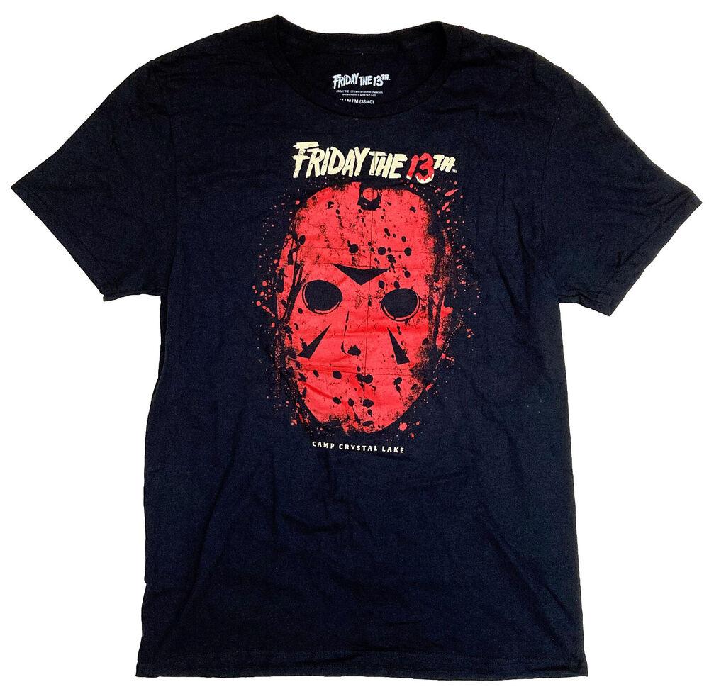 

Friday the 13th Jason Mask Camp Crystal Lake Men s Black T-Shirt 2XL