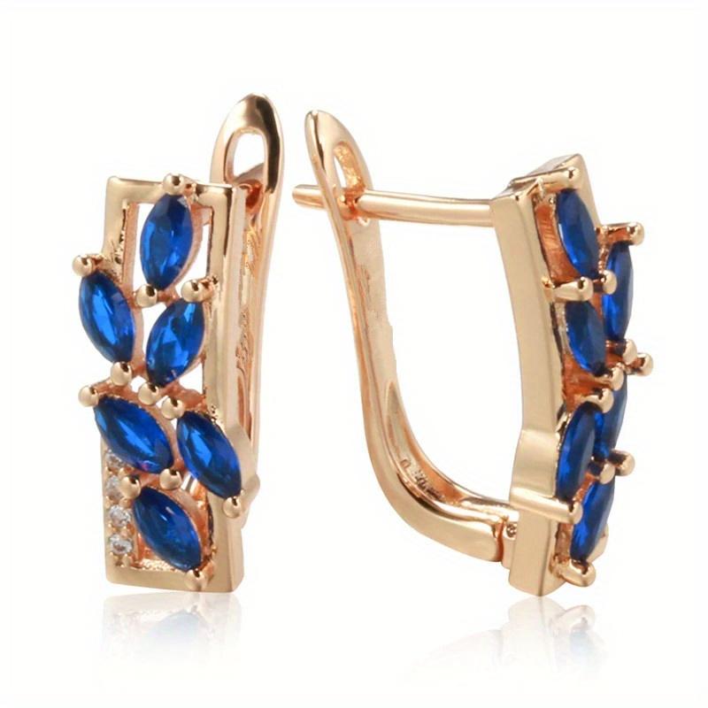 1 пара квадратных серег с голубым листом и цирконием для женщин — фото 7