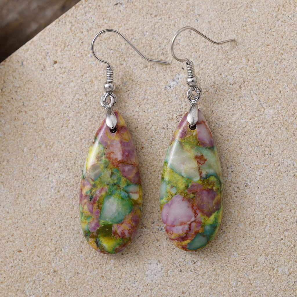 Luxury High Quality Natural Emperor Stone Water Drop Earrings Earrings European and American Popular Retro Jewelry