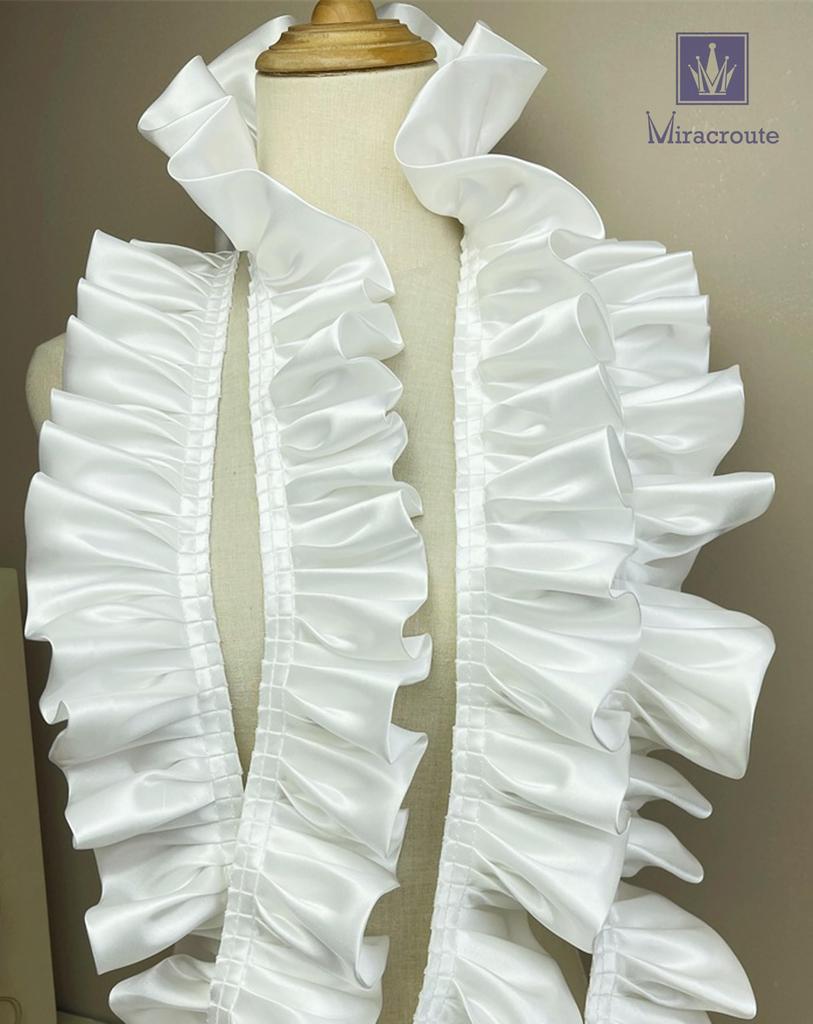 Tecido de Cetim 8cm de Largura x Comprimento Fita Fofa Franzida em Preto e Decorativa para Casamento Lolita Fantasias de Dança 4,5m Branco, Vestidos, Saias, (Branco)