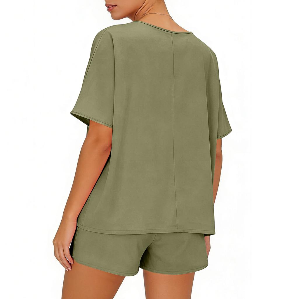Womens 2 Piece Sets Short Sleeve Tops With Shorts 2 Piece Casual Outfits