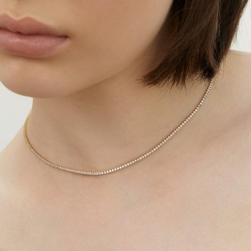 

LUNNE Silver 925 Brilliant Slim Tennis Necklace #LSN56 gold