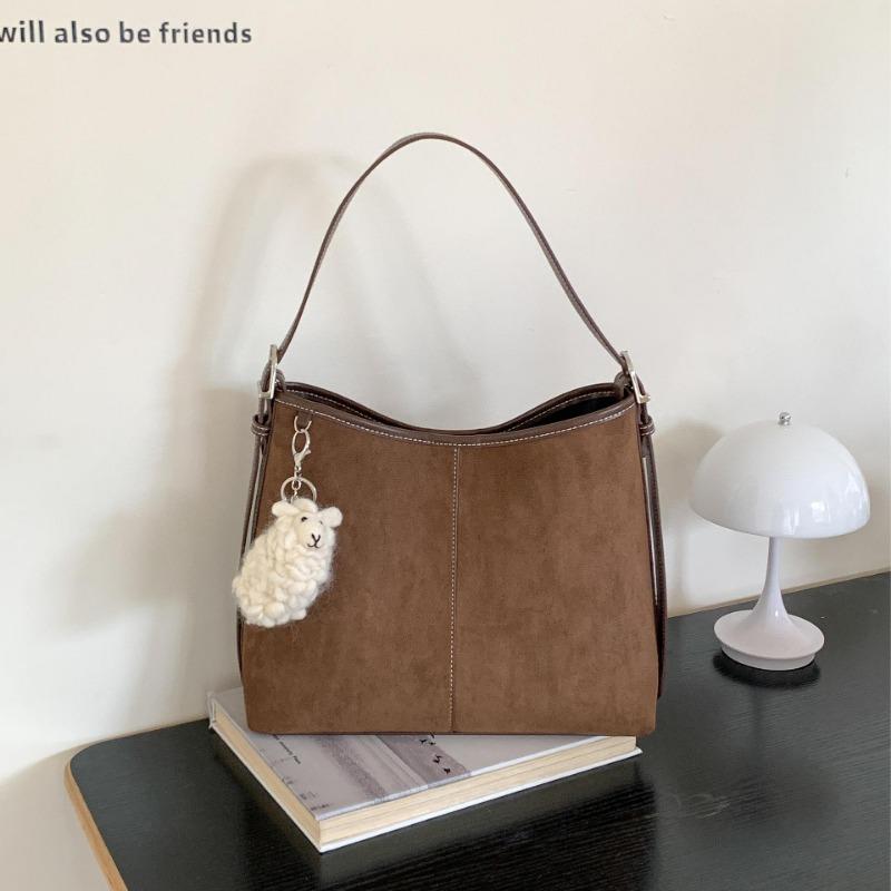 Autumn and winter suede bags, new suede retro wind tote bags, large-capacity women's shoulder bags.