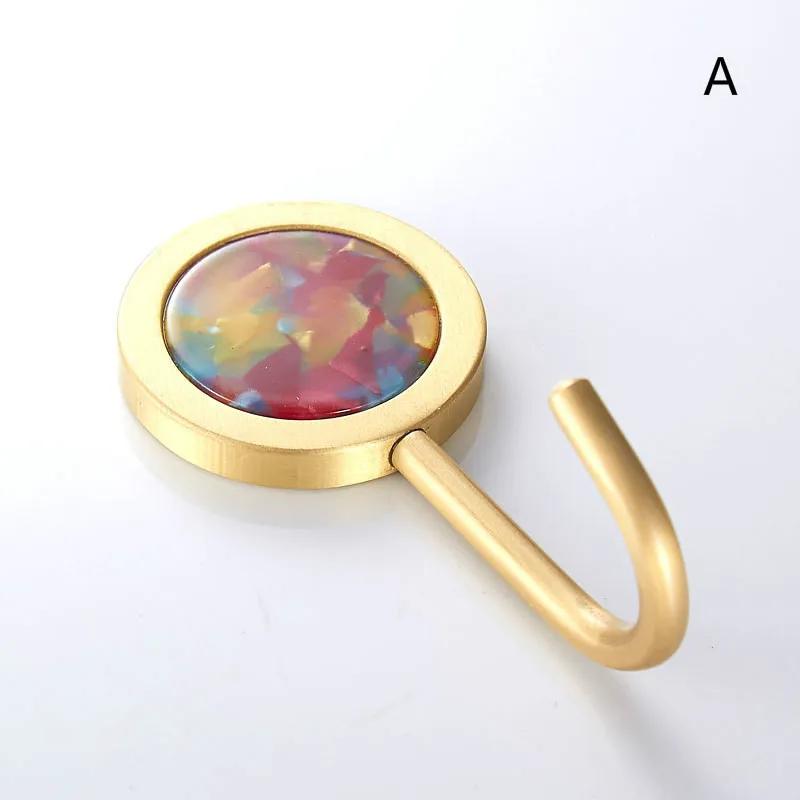 1PCS Brass Free Perforated Gold Hook Nordic Metal Drawing Strong Load-bearing Glue Hook Wall Creative Coat Hook