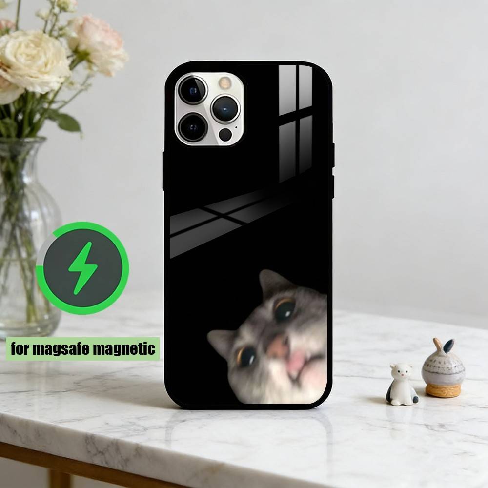 Funny Cute Cat Phone Case For iPhone17,16,15,14,13,12,11 Plus,Pro Magnetic with Magsafe Wireless Charging