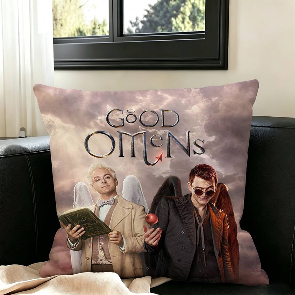 COOL good omens new Group-pp Pillow Case Square Double-Sided Sofa Cushion Cover Bedroom Bedside Pillow