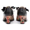 Johnature Dames Schoenen Zoete Print Pumps Vintage Landelijke Bloemige Kant Strik Dames Middelhoge Hak Schoenen