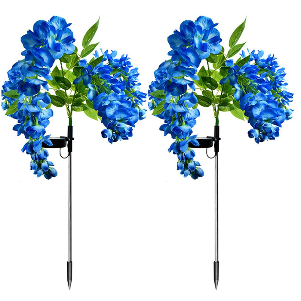 2Pcs Solar Powered Wisteria Flower Lawn Lamp IP65 Waterproof LED Wisteria Flower Lamp Last Up To 8H Courtyard Garden Decoration