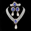 Flower Multilayer Jewelry Set Inlaid Rhinestone Clavicle Chain Pearl Necklace Earring Set  Women