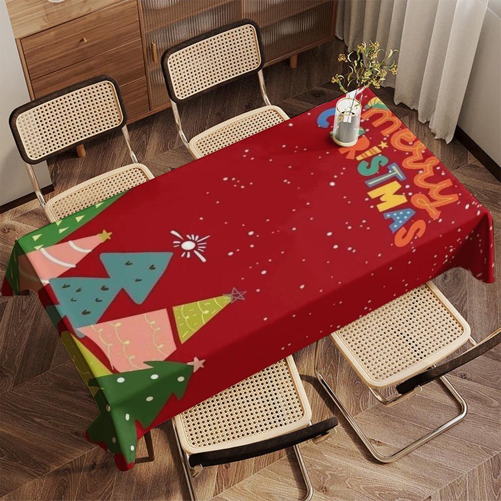 Christmas Floral Pattern Tablecloth Restaurant Kitchen Tablecloth Living Room Home Decoration Rectangular Party Decoration