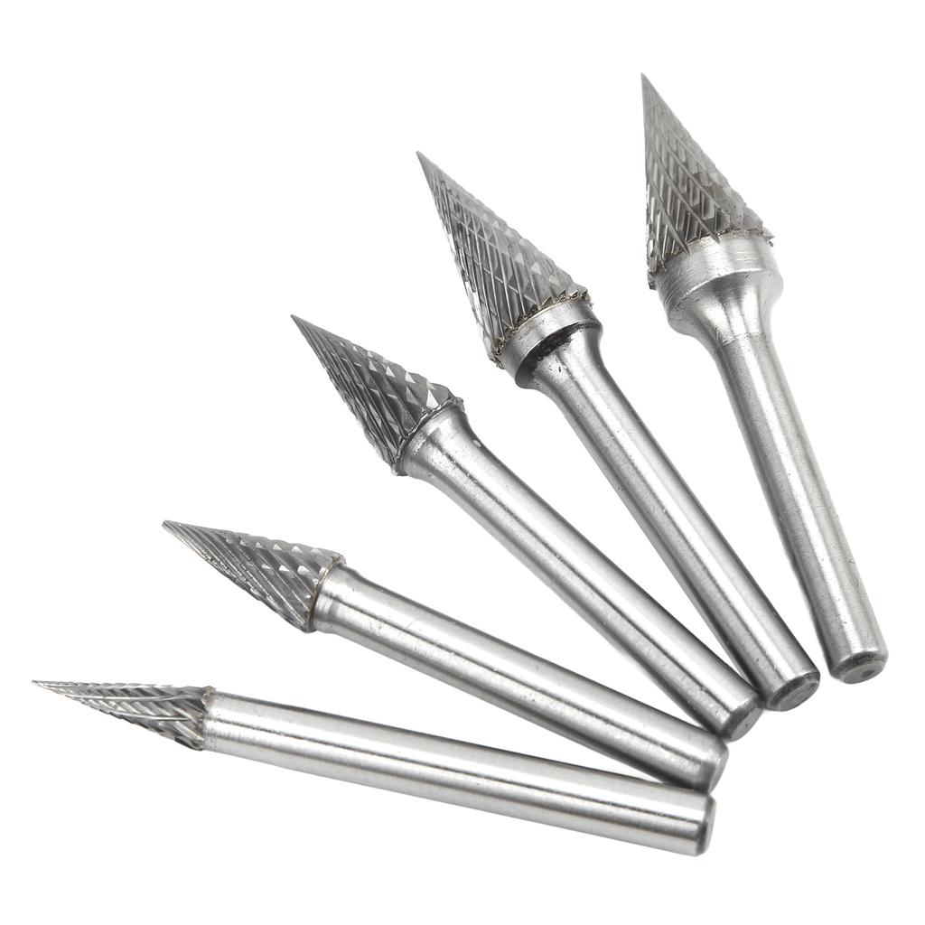 5 Pcs Carbide Burr Double Cut   Files with 6mmCelsius0.24in Shank for Engraving Polishing Drilling