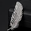 Feather Brooch Women'S High Sense Niche Inlaid Zircon Corsage Temperament Suit Accessories Holiday Gift Pin
