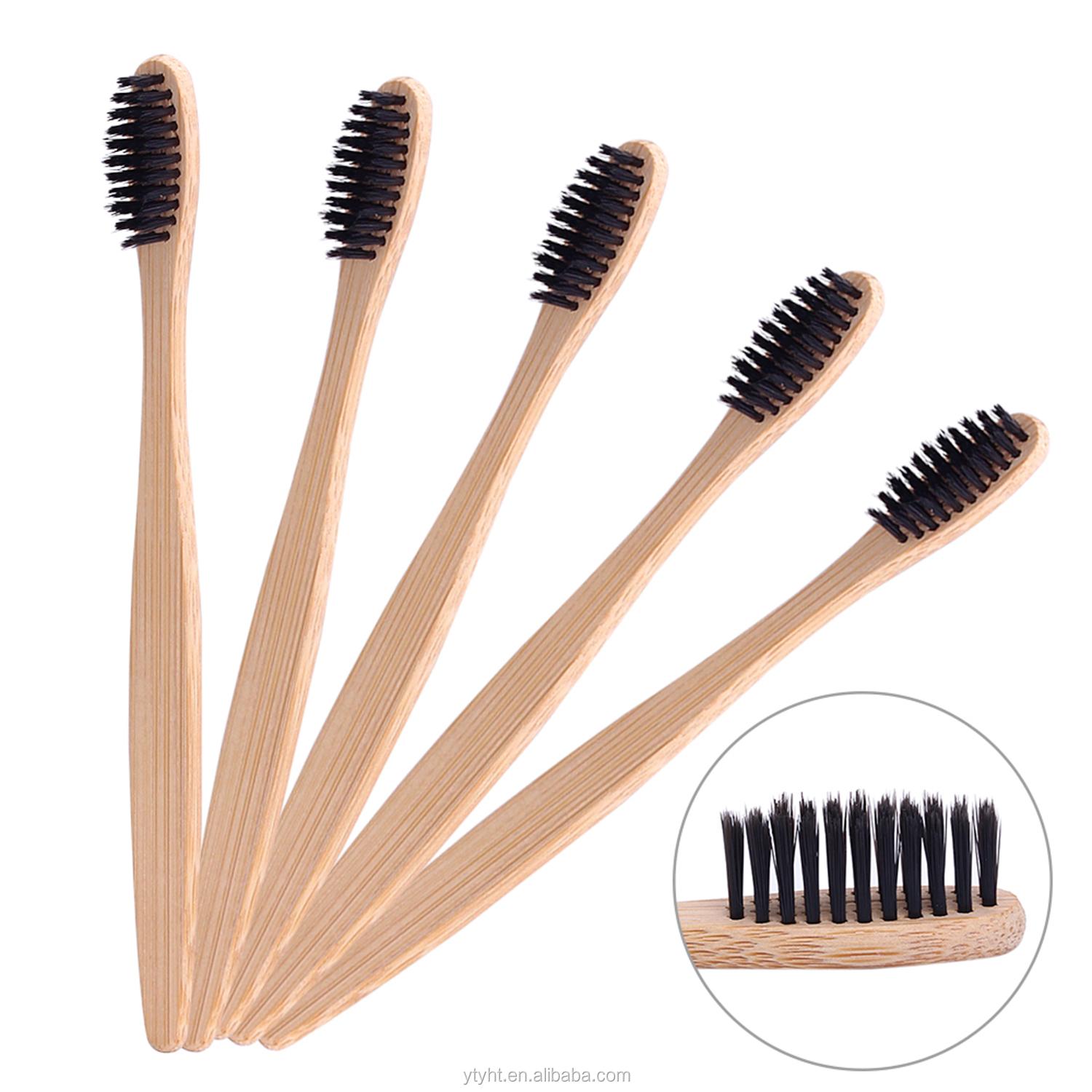 Eco Friendly Bamboo Charcoal Toothbrush Eco- Friendly OEM Customized Logo Bamboo Holder Engraved Logo чёрный