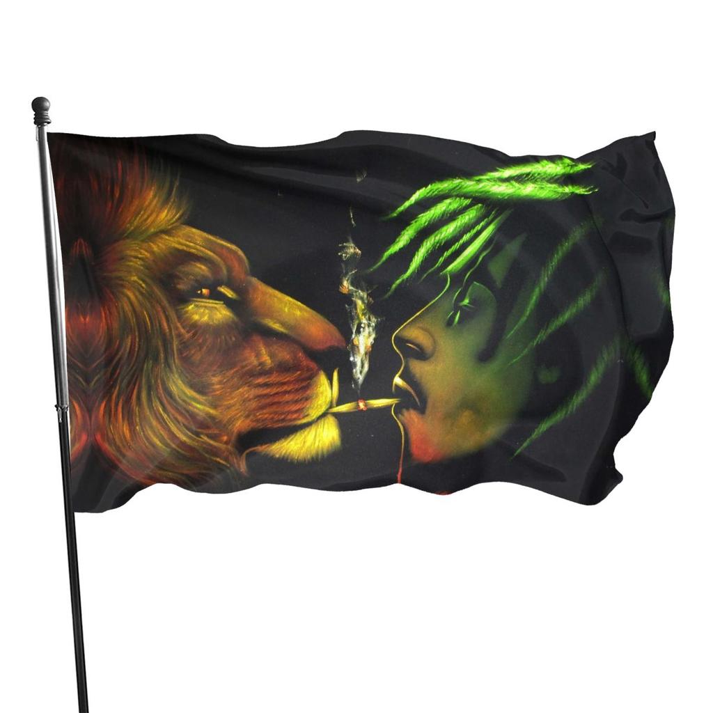 Rastafari Bob Marley The Most Reggae Satisfy My Soul Flag for Outdoor Indoor Party Decor Memorial Gifts for Friends Polyester