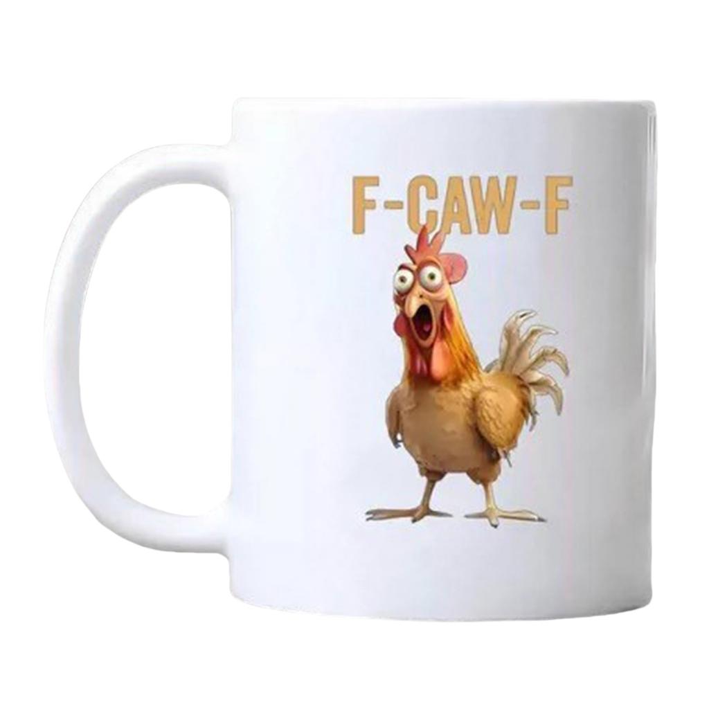 11oz F-Caw-F Ceramic Rooster Coffee Cups with Handle Rooster Crowing Coffee Mugs for Mom Sister Friends Coworkers Home Decor