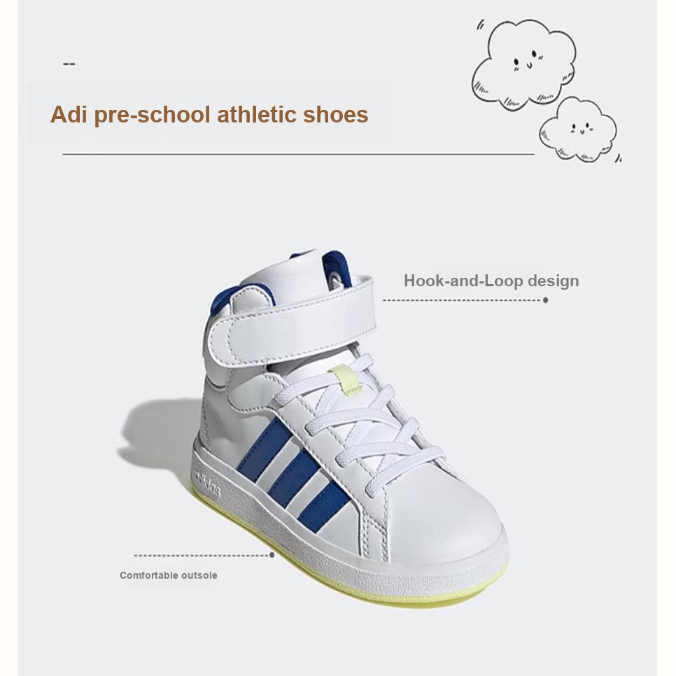 Adidas Grand Court Fashion Versatile Mid-Top Kids Sneakers Kids Sneakers White Blue JR2584