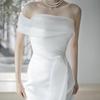Rochie de mireasă franceză cu un singur cuvânt pe umăr, rochie de mireasă super fairy Mori door, rochie simplă cu temperament, rochie albă, rochie de recepție tip coadă de sirenă