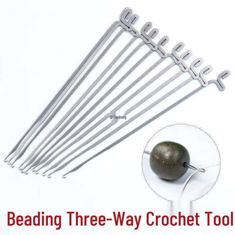

Буддийский нитевдеватель для бусин и вязального крючка: Многофункциональный стальной инструмент для бисероплетения, маленьких отверстий, вэньвань, бодхи и ваджры. Double-Head Cleaning Crochet Needle 1-Pack