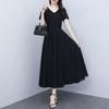 Elegant V-Neck Summer Slimming Dress with Short Sleeves