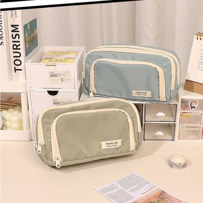 Large Capacity Three Layers Pencil Bag Case Zipper Stationery Bag for Children Kids Pens Storage Students School Supplies