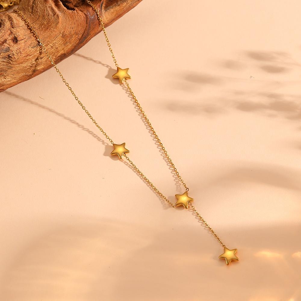 European Trendy Stainless Steel Star Tassel Pendant Set