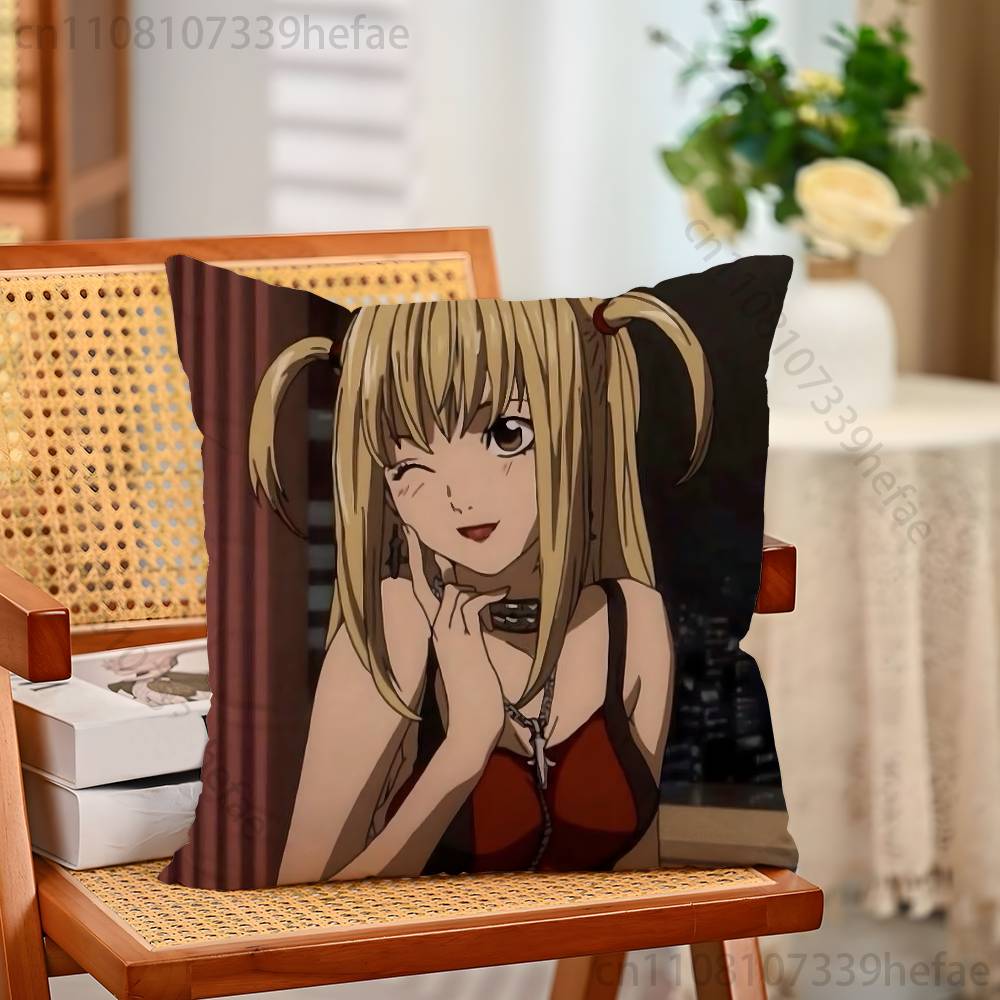 DDeath NNote Misa L Yaga Print Polyester Pillow Case for Valentine gift Home Sofa Cushion Cover Decoration Custom