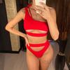 Sexy Tummy Cut Out Female Swimsuit High Waist Bikini Women Swimwear Two-pieces Bikini Set Bather Bathing Suit
