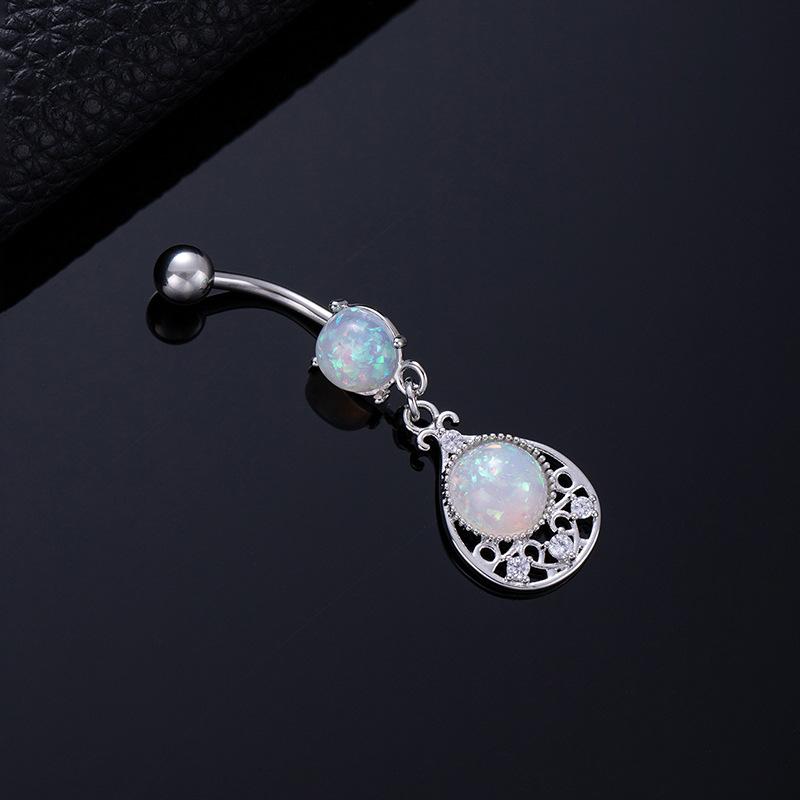 Colored Zircon Spiral Navel Nail Wind Star Moon Navel Ring Pierced Tassel Navel Buckle