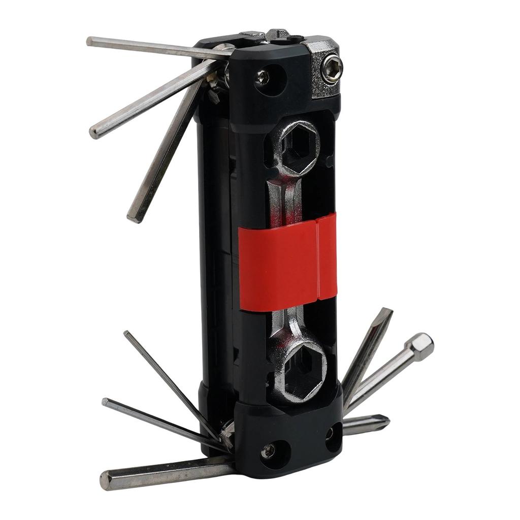 Service-Oriented Bike Wrench with Slotted Cross and Hex Bits for Regular Tuning and Component Replacement Jobs