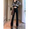 0763 Versatile Casual High-waisted Micro-flared Jeans Women's Spring and Autumn New Fashion Horseshoe Micro-pulled Jeans Tide
