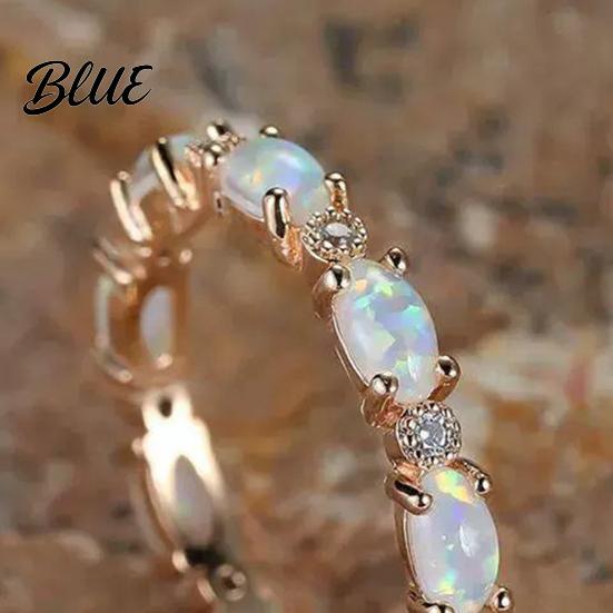 Eternal Faux Opal Glow Ring Imitation Radiant Oval Infinite Love