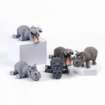 Figurilla de Hipopótamo de Simulación Impresa en 3D Articulaciones Móviles Estatua de Hipopótamo Escultura de Caballo de Río Juguete Educativo Modelo Animal Decoración Adorno