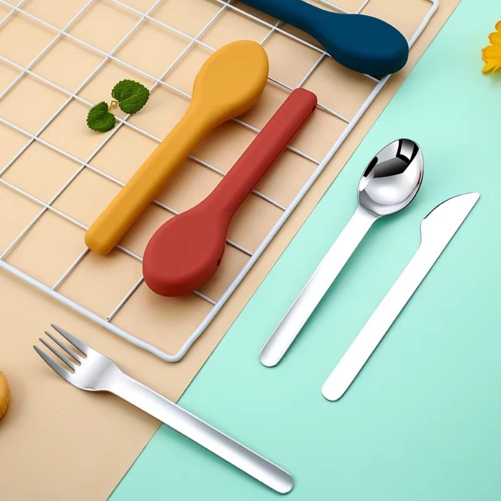 3pcs/set 304 Stainless Steel Children's Tableware Set Rust-proof Flatware Set  Camping