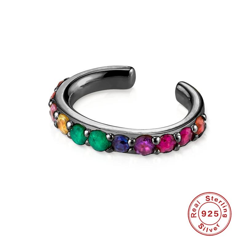 Gun Black Ear Buckle Earrings Light Luxury Full Diamond Ear Clips Earbone Clips S925 Sterling Silver Earrings Cool Girl Earrings