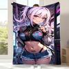 Anime Character Girl Pattern Flannel Printed Blanket Suitable for All Seasons Suitable for Living Room Office Sofa and Travel