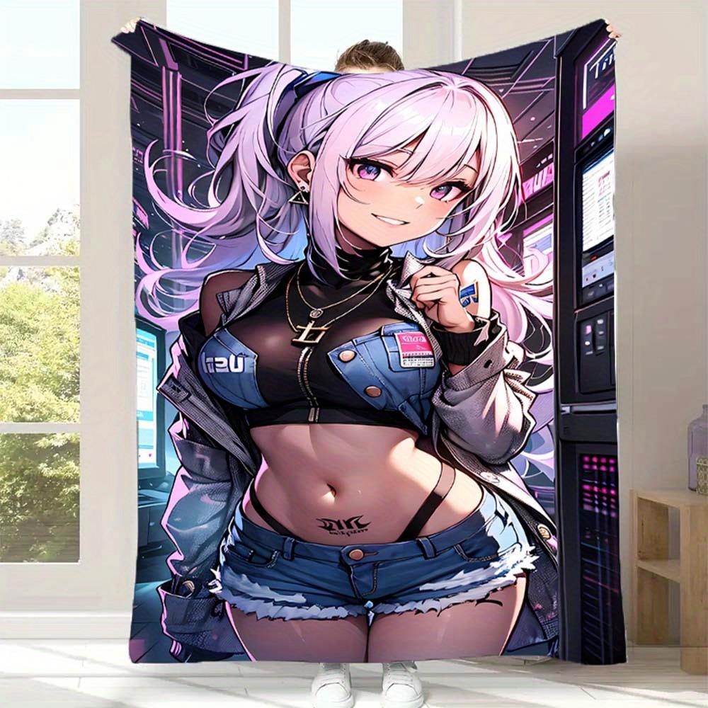 

Anime character girl pattern Flannel printed blanket suitable for all seasons suitable for living room office sofa and travel 75x100cm (30x40inch)