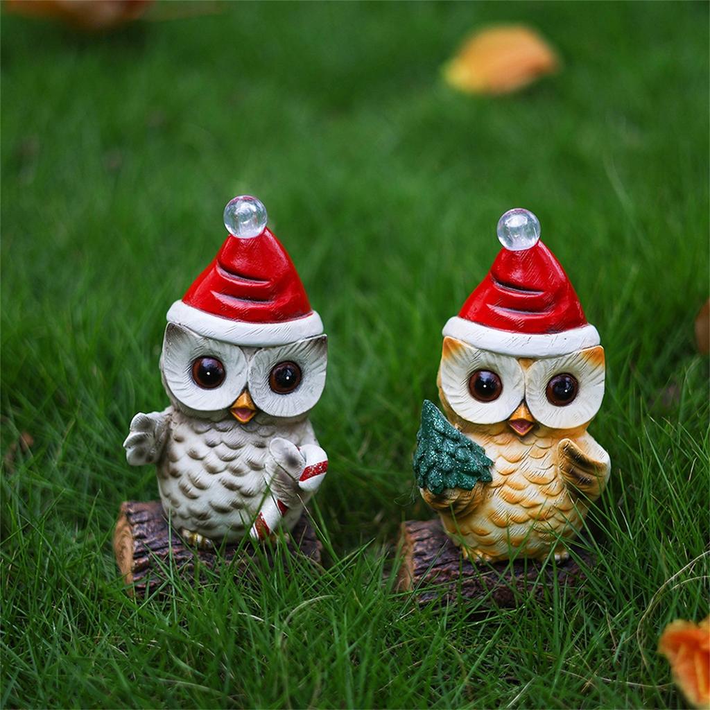 Parlayan Noel Baykuşu Noel Dekorasyonu Ev Oturma Odası Masaüstü Reçine El Sanatları Süslemeler