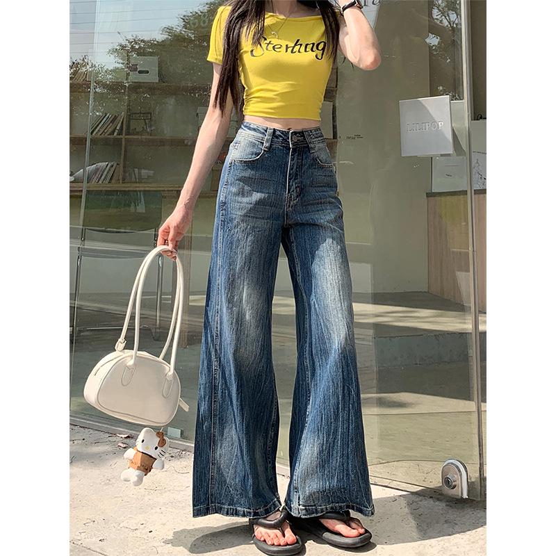 

Women s Distressed Mid-Waist Straight-Leg Jeans - Versatile Heavy Duty, Spring/Summer Arrival S