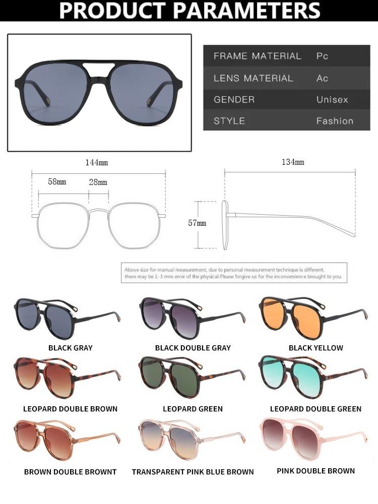 Sunglasses Men Women Trend Oversized Square Gradient Lens Double Bridge Designer Eyewear Unisex Vintage Driving Sunglasses