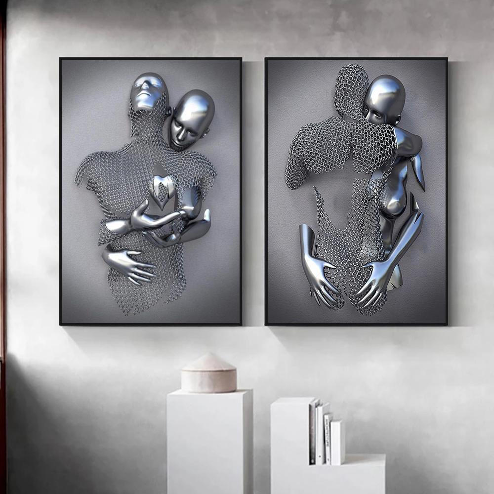 Metal Body Portrait Decoration Mural Romanticism Poster Canvas Painting and Living Room Wall Art Prints for Modern Home Decor No Frame