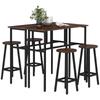 6-Piece Industrial Bar Table Set, 2 Breakfast Tables with 4 Stools Brown