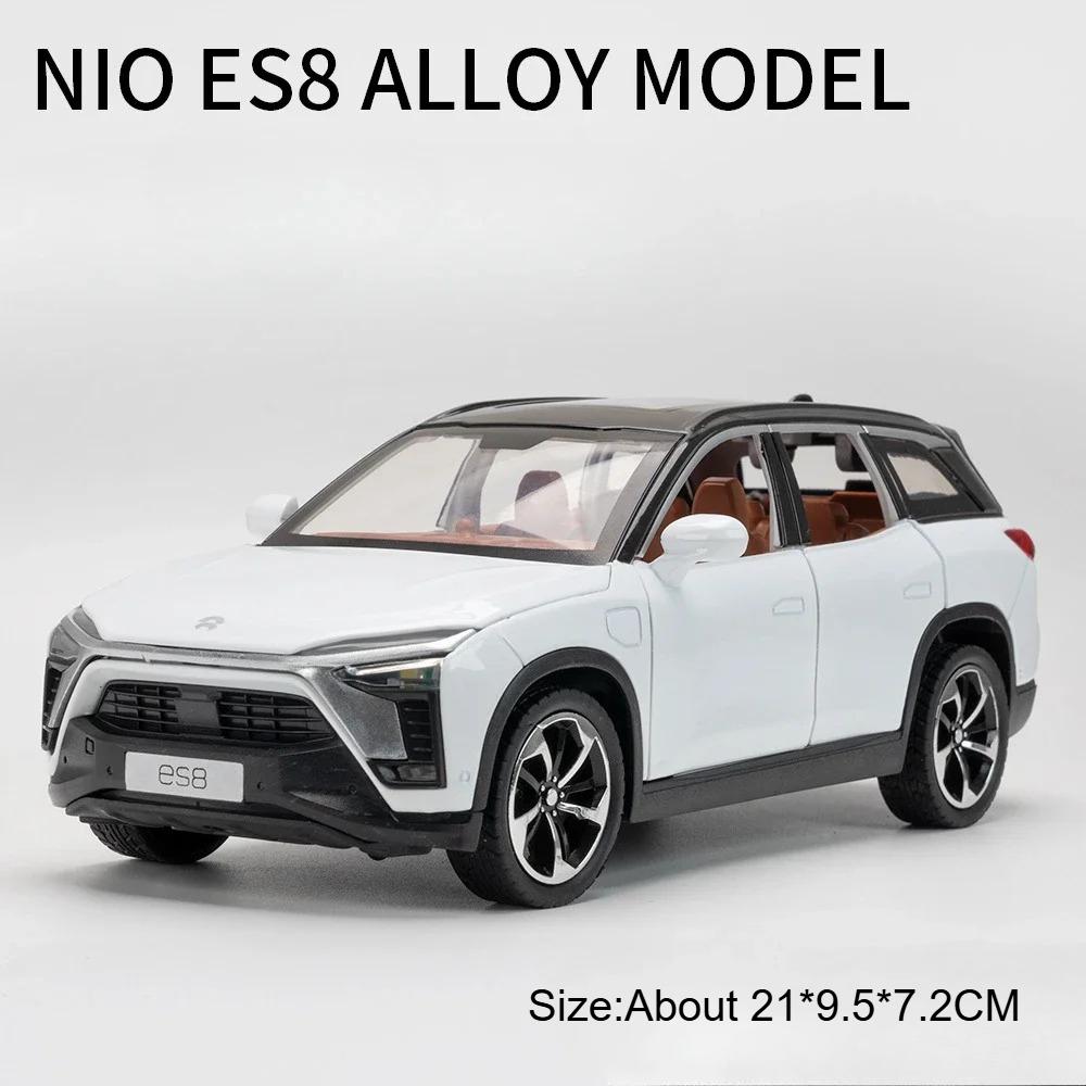 1:24 Scale YANGWANG U9 NIO ES8 Car Model Toy New Energy Vehicles Sound Light Doors Opened Models Collection Gifts for Kids