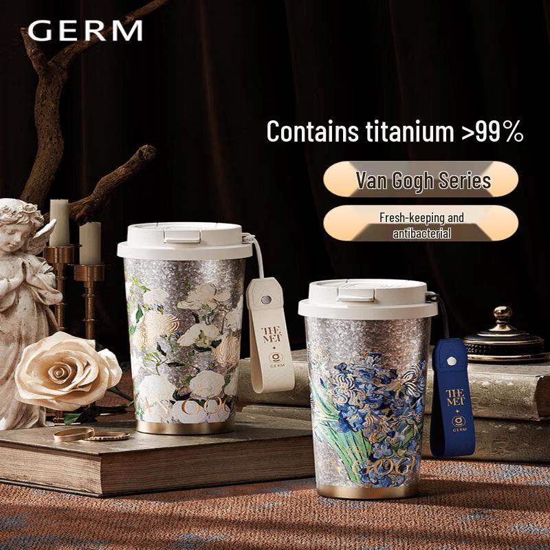 Germ Van Gogh Iris 500ML Pure Titanium Dual-Drink Insulated Mug