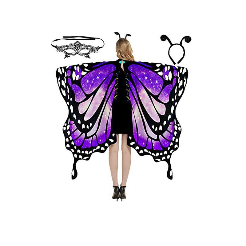 

Anime Halloween Moth Wings Costume Butterfly Wings Shawl Moth Wings Cape Costume Accessory With Headband XXXL розовый