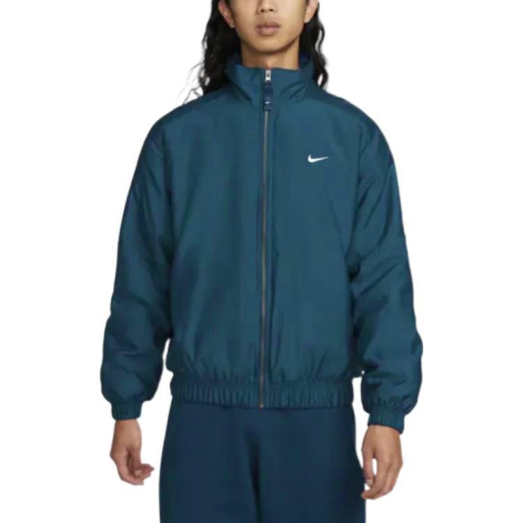 Nike Solo Swoosh Gesticktes Logo Stehkragenjacke Unisex Jacken Blau DN1267-460