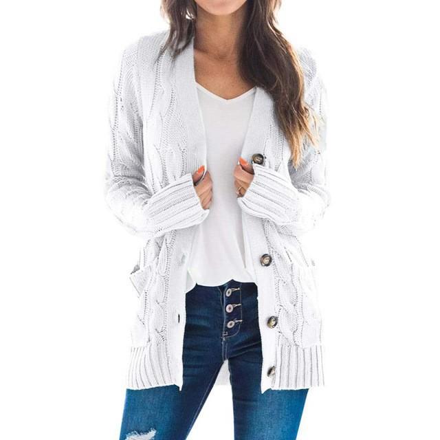 GMXIA Damen Vintage Casual Solid Color Print Herbst Winter Langarm V-Ausschnitt Jacken & Mäntel