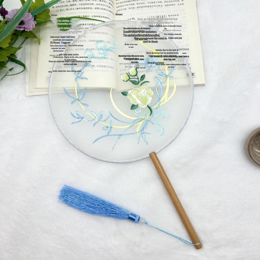 Ancient Style Single-Sided Suzhou Embroidery Dance Fan
