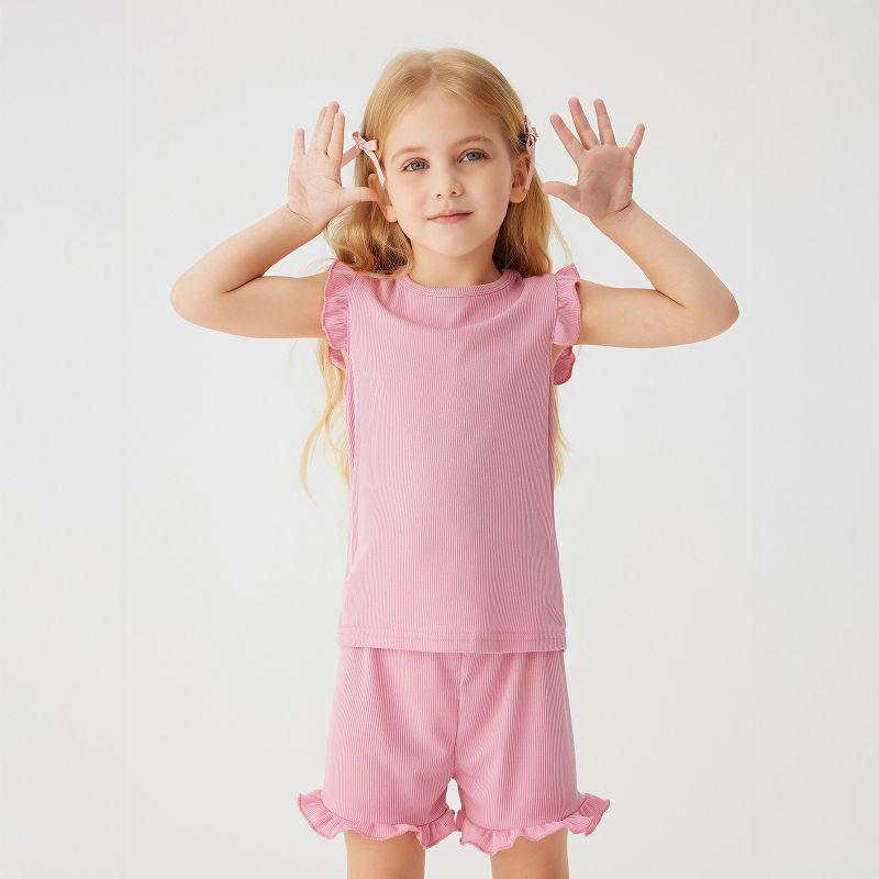 1-6 Years Kids Girls' Solid Color Cap Sleeve Tank Top and Shorts Set