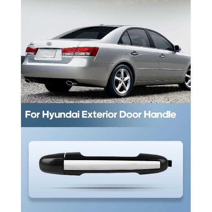 ECCPP Exterior Black Lever w/Chrome Door Handle Front Replacement for 2006-2010 for Hyundai for Sonata | Replaces 826513K500, 826523K020,79823