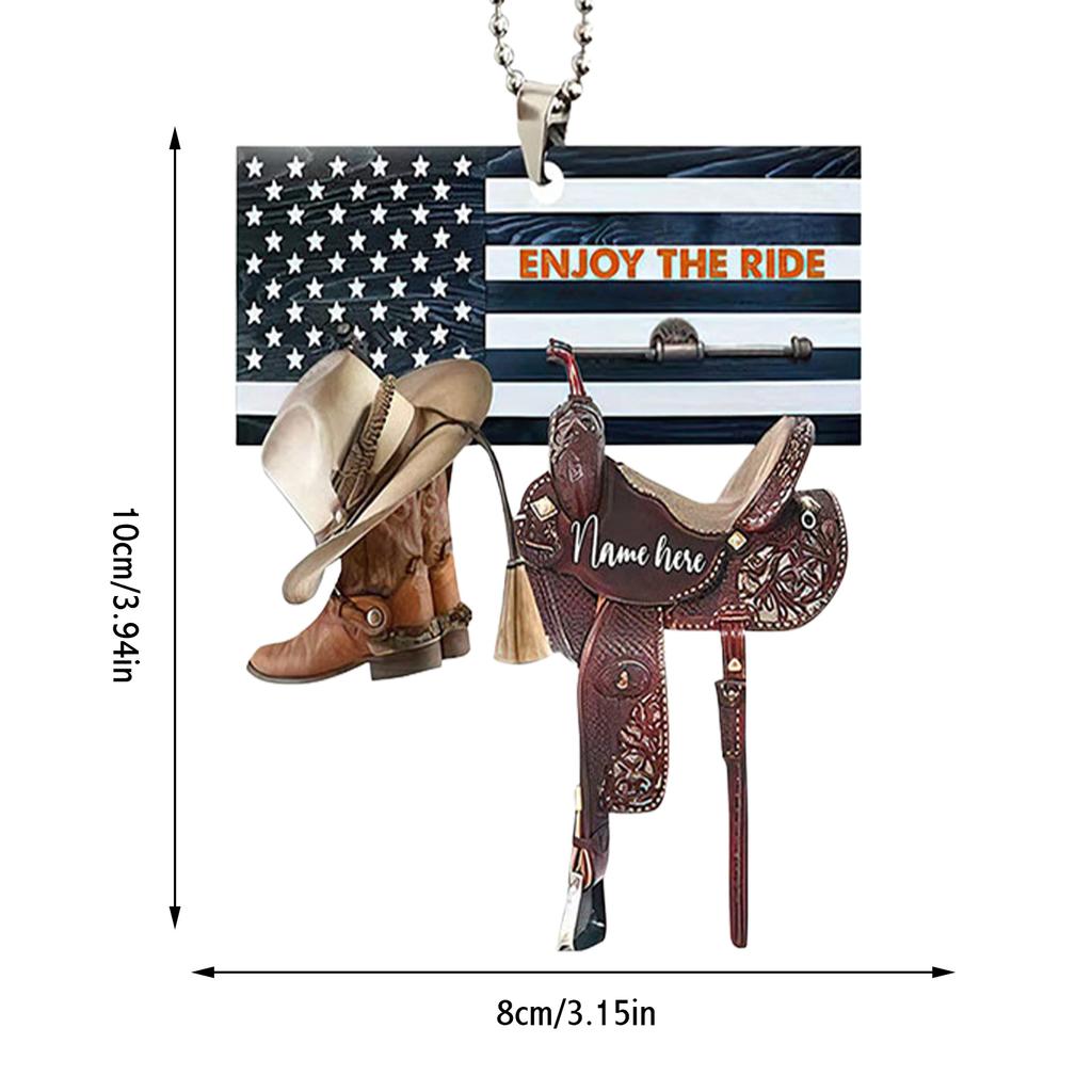 Șa de cal acrilic, ornament auto, oglindă retrovizoare auto, pandantiv, ornament de brad de Crăciun pentru cowgirl, cowboy, iubitori de cai, ornament